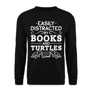 Facilement utilisé à partir de Books And Turtles Book et - Sweat-shirt Unisexe - noir - Devant - Alina (178cm) & Michal (187cm)