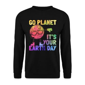 Jour de la Terre Dabbing Jour de la Terre - Go Planet It’s - Sweat-shirt Unisexe - noir - Devant - Alina (178cm) & Michal (187cm)