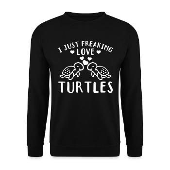 Cute Turtle Lovers - I Just Freaking Love - Unisex Sweatshirt - black - Front - Alina (178cm) & Michal (187cm)