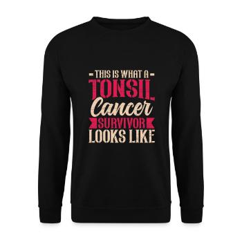 Amygdalectomie survivante aux amandes Drôle - Sweat-shirt Unisexe - noir - Devant - Alina (178cm) & Michal (187cm)