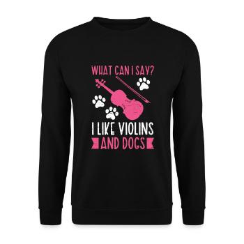 Ich Mag Geigen Und Hunde Geigenmusiker Musik - Unisex Pullover - Schwarz - Vorne - Alina (178cm) & Michal (187cm)