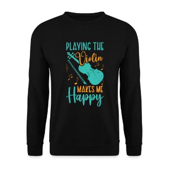 Violine Macht Mich Glücklich Geigenmusiker Musik - Unisex Pullover - Schwarz - Vorne - Alina (178cm) & Michal (187cm)