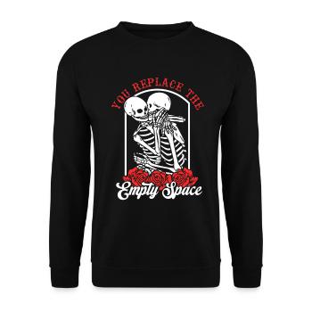 Romantique Gothique Os Squelette Roses Mort Tombe - Sweat-shirt Unisexe - noir - Devant - Alina (178cm) & Michal (187cm)