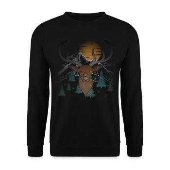 Bois de lune de cerf avec bois de cerf - Sweat-shirt Unisexe - noir - Devant - Alina (178cm) & Michal (187cm)