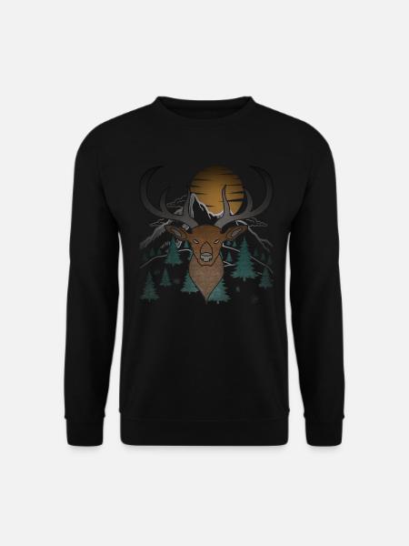 Hirsch Mond Geweih mit Hirschgeweih - Unisex Pullover - Schwarz