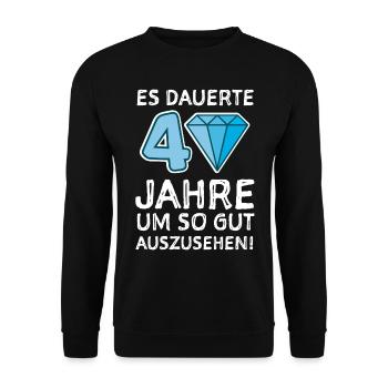 40 Jahre Gratulieren Glückwunsch - Unisex Pullover - Schwarz - Vorne - Alina (178cm) & Michal (187cm)