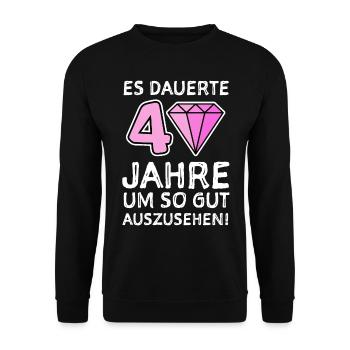 40 Jahre Gratulieren Geburtstagsgruß - Unisex Pullover - Schwarz - Vorne - Alina (178cm) & Michal (187cm)