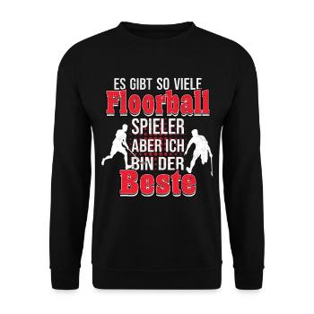 Floorball Salibandy Sportler Outfit - Unisex Pullover - Schwarz - Vorne - Alina (178cm) & Michal (187cm)