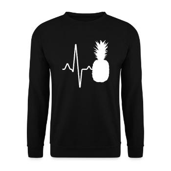 Ananas Herzschlag - Unisex Pullover - Schwarz - Vorne - Alina (178cm) & Michal (187cm)