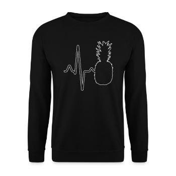 Ananas Herzschlag - Unisex Pullover - Schwarz - Vorne - Alina (178cm) & Michal (187cm)