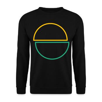 Halbe Kreise Gelbes Und Grünes Design - Unisex Pullover - Schwarz - Vorne - Alina (178cm) & Michal (187cm)