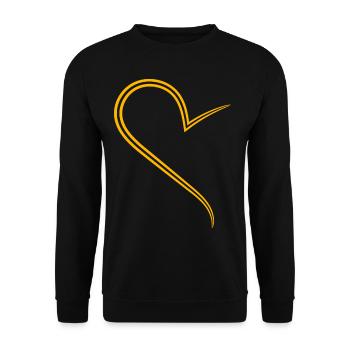 Halbes Gelbes Herz Simples Design - Unisex Pullover - Schwarz - Vorne - Alina (178cm) & Michal (187cm)