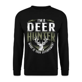 Buck Deer Hunting Hunter Vintage - Unisex Pullover - Schwarz - Vorne - Alina (178cm) & Michal (187cm)