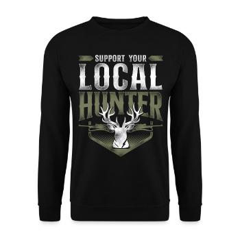 Buck Deer Hunting Hunter Vintage - Unisex Sweatshirt - black - Front - Alina (178cm) & Michal (187cm)