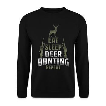 Buck Deer Hunting Hunter Vintage - Unisex Pullover - Schwarz - Vorne - Alina (178cm) & Michal (187cm)