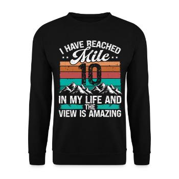 10 Year Old Hiker Mountains Hiking 10 Birthday - Unisex Pullover - Schwarz - Vorne - Alina (178cm) & Michal (187cm)