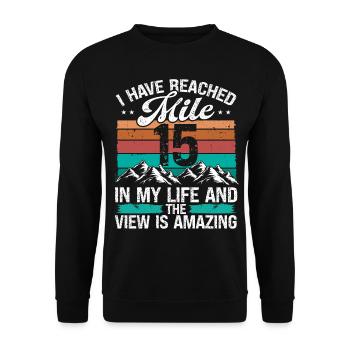15 Year Old Hiker Mountains Hiking 15 Birthday - Unisex Pullover - Schwarz - Vorne - Alina (178cm) & Michal (187cm)