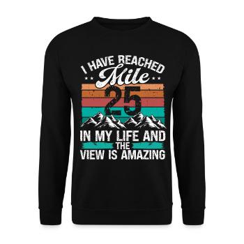 25 Year Old Hiker Mountains Hiking 25 Birthday - Unisex Pullover - Schwarz - Vorne - Alina (178cm) & Michal (187cm)