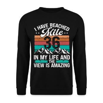 36 Year Old Hiker Mountains Hiking 36 Birthday - Unisex Pullover - Schwarz - Vorne - Alina (178cm) & Michal (187cm)