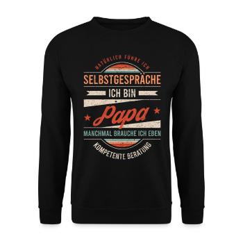 Papa Geburtstag Vatertag Lustiger Spruch - Unisex Pullover - Schwarz - Vorne - Alina (178cm) & Michal (187cm)