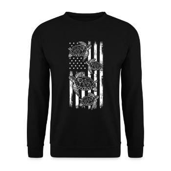 Tortues tortues drapeau américain - Sweat-shirt Unisexe - noir - Devant - Alina (178cm) & Michal (187cm)