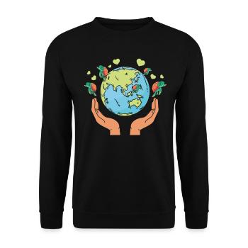 Erde Schildkrötenherzen Umwelt Erde Tag - Unisex Pullover - Schwarz - Vorne - Alina (178cm) & Michal (187cm)