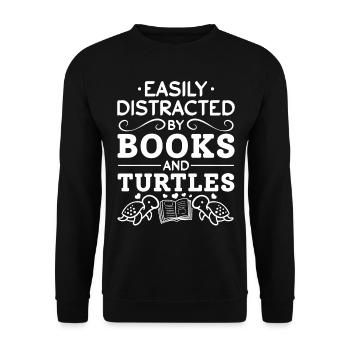 Turtle reading books are easy to read from - Unisex Sweatshirt - black - Front - Alina (178cm) & Michal (187cm)