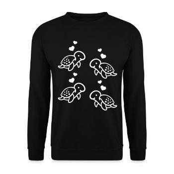 Turtles Hearts Sea Turtles Lovers of - Unisex Sweatshirt - black - Front - Alina (178cm) & Michal (187cm)