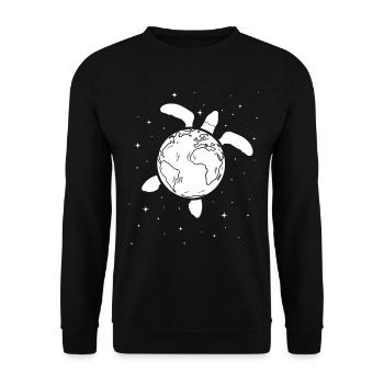 Turtle Earth Sea Turtle Planet I Day - Unisex Sweatshirt - black - Front - Alina (178cm) & Michal (187cm)