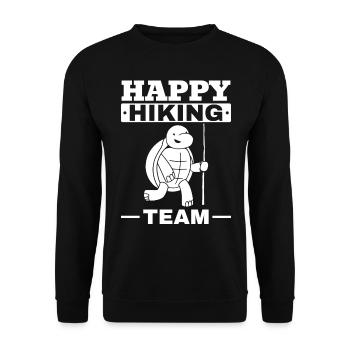 Outdoor Wandern Schildkröte Glückliches Wanderteam - Unisex Pullover - Schwarz - Vorne - Alina (178cm) & Michal (187cm)