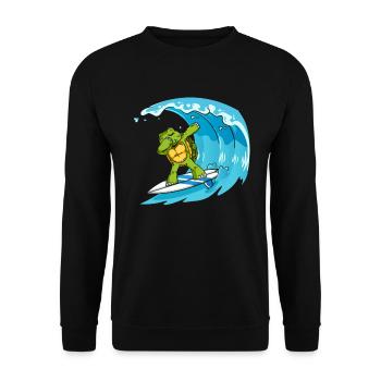Surfing Turtle Cool Turtle Dabbing Surfing - Unisex Sweatshirt - black - Front - Alina (178cm) & Michal (187cm)