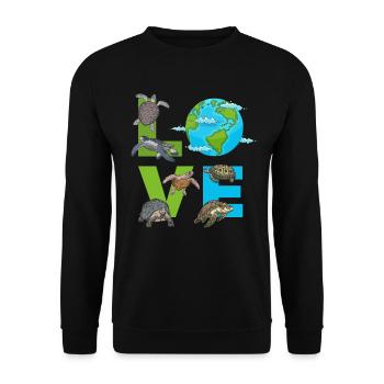 LOVE Turtles Earth Day Turtle Environment Save - Unisex Sweatshirt - black - Front - Alina (178cm) & Michal (187cm)