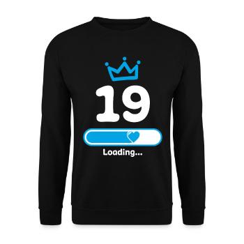 19e anniversaire Krone Félicitations Félicitations - Sweat-shirt Unisexe - noir - Devant - Alina (178cm) & Michal (187cm)