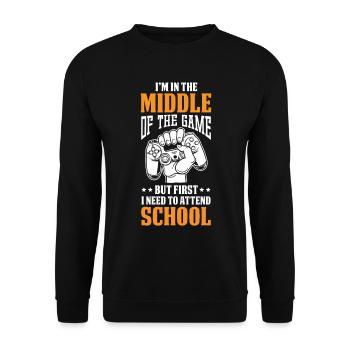 Kids Back to School Middle of the Game Attend - Unisex Sweatshirt - black - Front - Alina (178cm) & Michal (187cm)