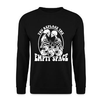 Romantique Gothique Os Squelette Roses Mort Tombe - Sweat-shirt Unisexe - noir - Devant - Alina (178cm) & Michal (187cm)