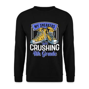 Kids Back to School Crush Sneakers for 4th Grade - Unisex Sweatshirt - black - Front - Alina (178cm) & Michal (187cm)