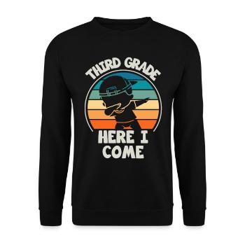 Lehrer Der Dritten Klasse Für Den Schulanfang - Unisex Pullover - Schwarz - Vorne - Alina (178cm) & Michal (187cm)