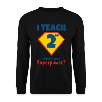 J’enseigne en second ce qu’est votre superpouvoir - Sweat-shirt Unisexe - noir - Devant - Alina (178cm) & Michal (187cm)
