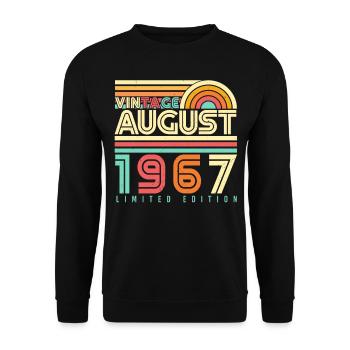 Geburtstagsgruss August 1967 - Unisex Pullover - Schwarz - Vorne - Alina (178cm) & Michal (187cm)