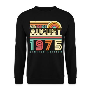 1975 Im August Geschenkidee - Unisex Pullover - Schwarz - Vorne - Alina (178cm) & Michal (187cm)