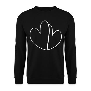 Double Cœur Simple Blanc - Sweat-shirt Unisexe - noir - Devant - Alina (178cm) & Michal (187cm)