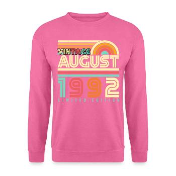 Zum 30.Lebensjahr August 1992 - Unisex Pullover - Pink - Vorne
