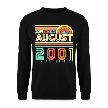 Geboren Im August 2001 - Unisex Pullover - Schwarz - Vorne - Alina (178cm) & Michal (187cm)