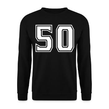 50 Weiss Simpel Design - Unisex Pullover - Schwarz - Vorne - Alina (178cm) & Michal (187cm)