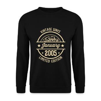 Anniversaire Vintage depuis Janvier 2005 - Sweat-shirt Unisexe - noir - Devant - Alina (178cm) & Michal (187cm)