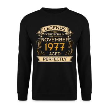 Birthday Legends est né en novembre 1977 - Sweat-shirt Unisexe - noir - Devant - Alina (178cm) & Michal (187cm)