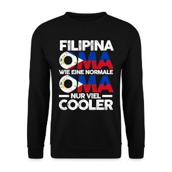 Filipina Philippinenische Oma Philippinen - Unisex Pullover - Schwarz - Vorne - Alina (178cm) & Michal (187cm)