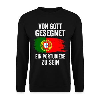 Portugal Portugiese Portugiesisches - Unisex Pullover - Schwarz - Vorne - Alina (178cm) & Michal (187cm)