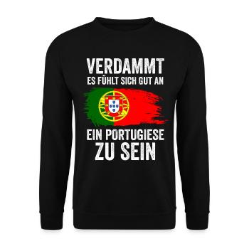 Portugal Portugiese Portugiesisches - Unisex Pullover - Schwarz - Vorne - Alina (178cm) & Michal (187cm)