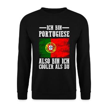 Portugal Portugiese Portugiesisches - Unisex Pullover - Schwarz - Vorne - Alina (178cm) & Michal (187cm)